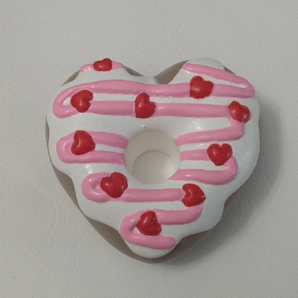 * CLEARANCE * 2025 Hand-Painted by Raven1809 Heart-Shaped Donut Plaster Figurine